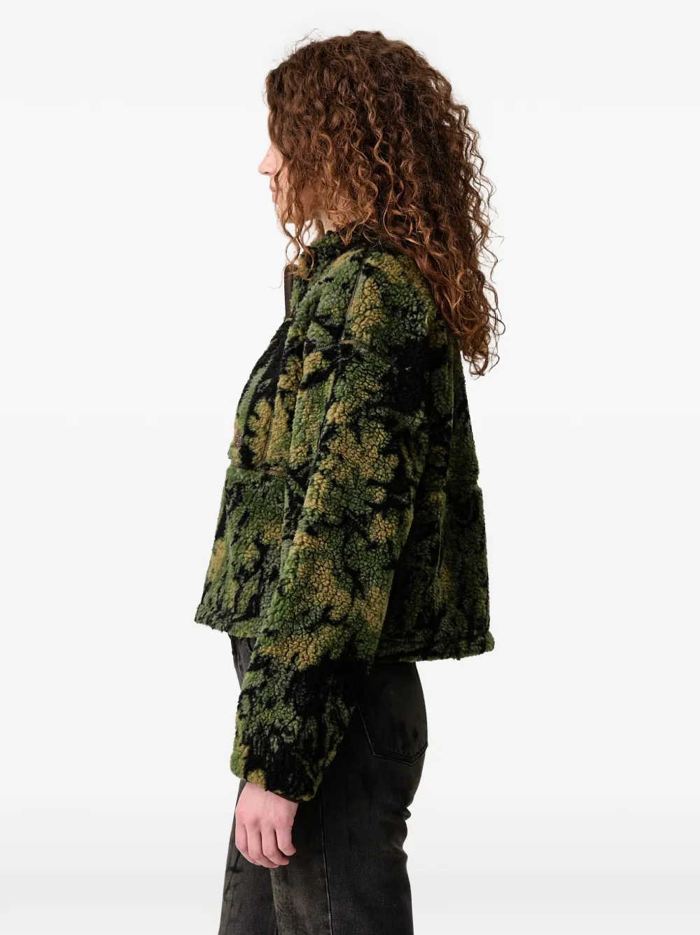 The North Face Fleece cropped jack met rits Groen