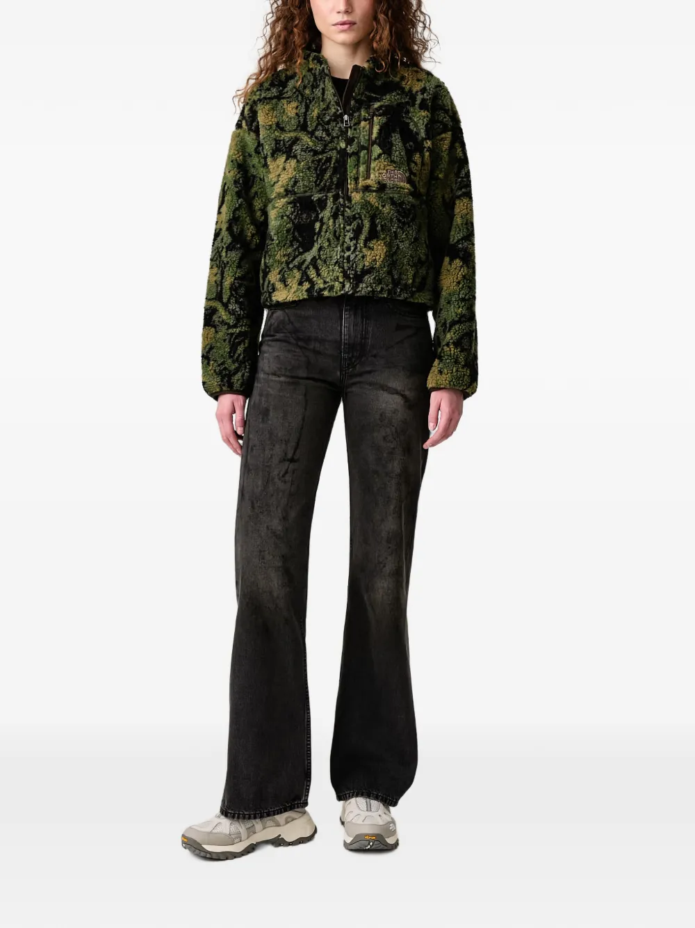 The North Face Fleece cropped jack met rits Groen