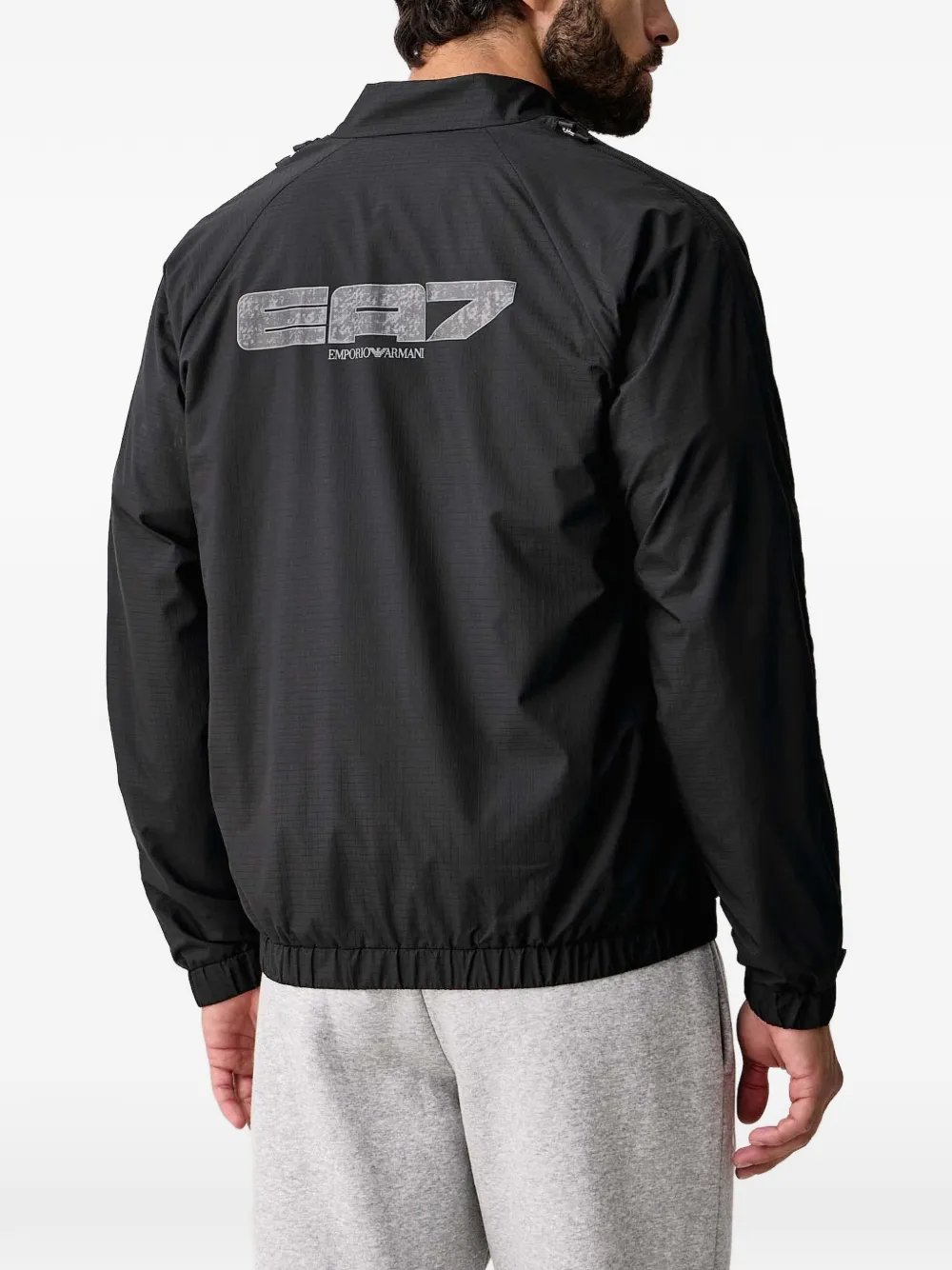 Ea7 Emporio Armani Ripstop jack met logoprint Zwart