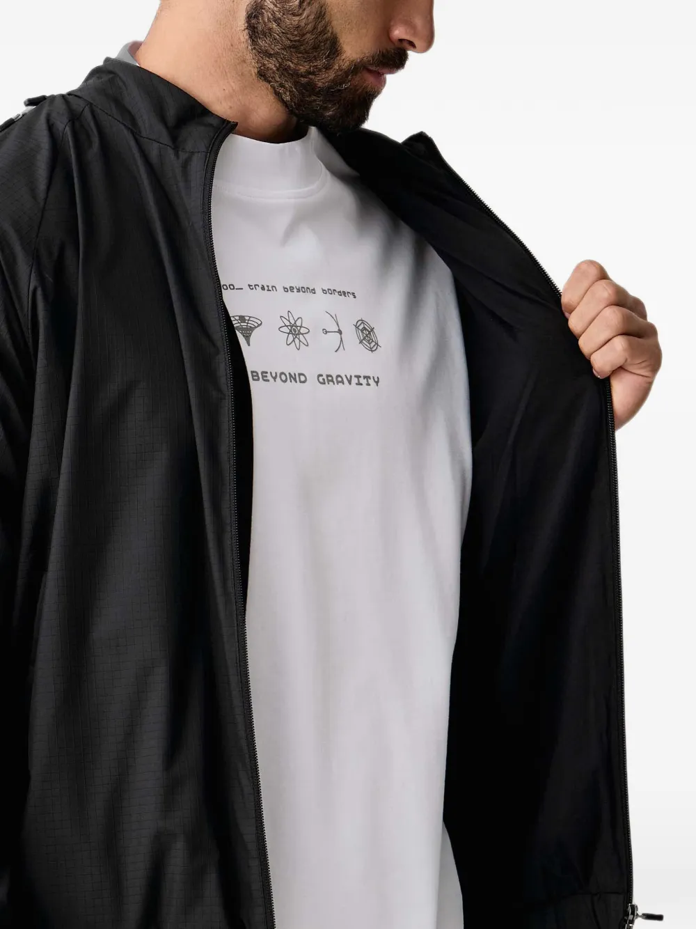 Ea7 Emporio Armani Ripstop jack met logoprint Zwart