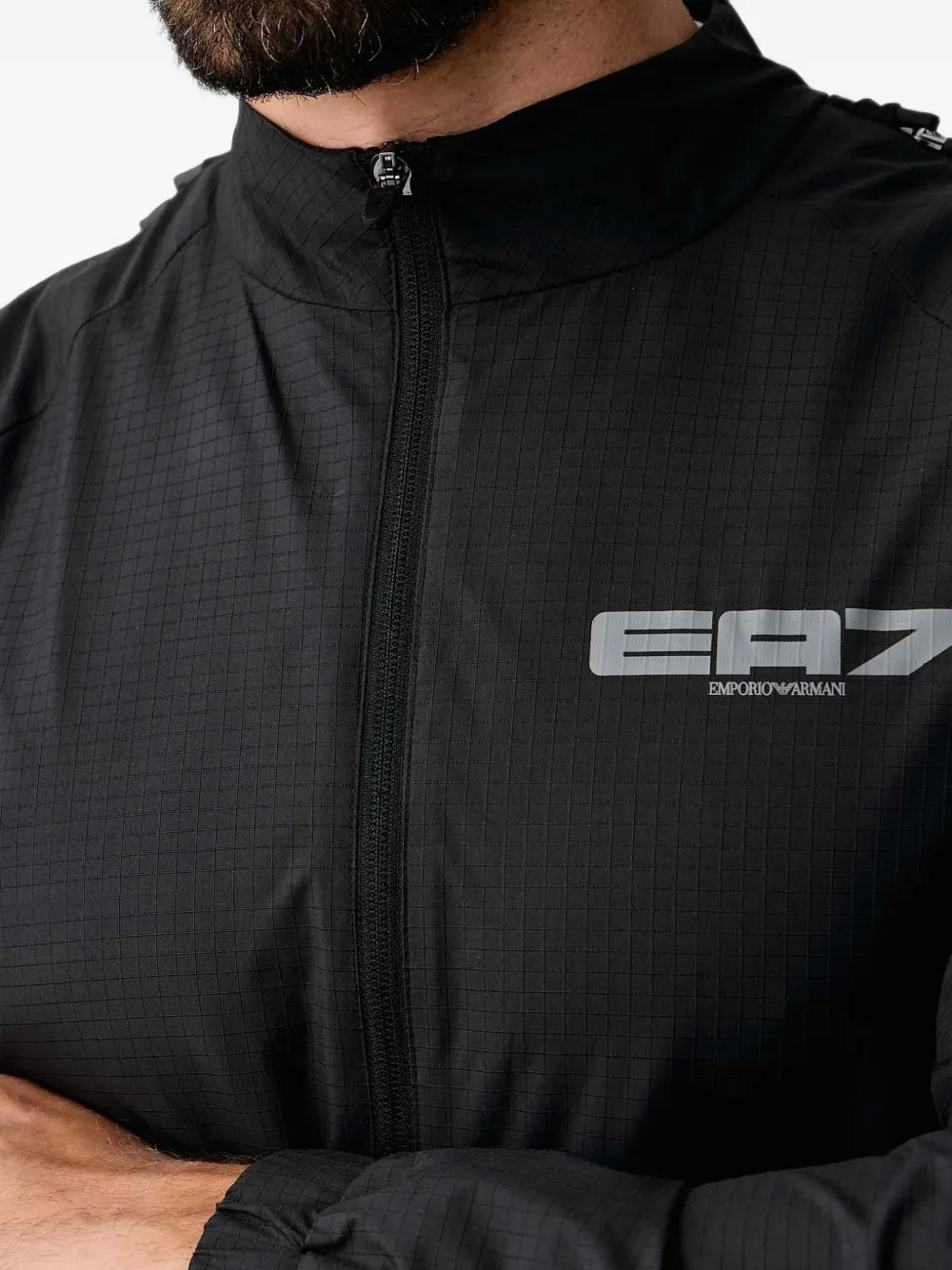 Ea7 Emporio Armani Ripstop jack met logoprint Zwart