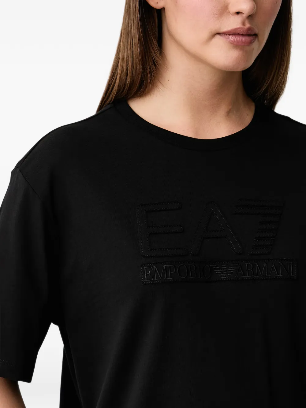Ea7 Emporio Armani T-shirt met geborduurd logo Zwart
