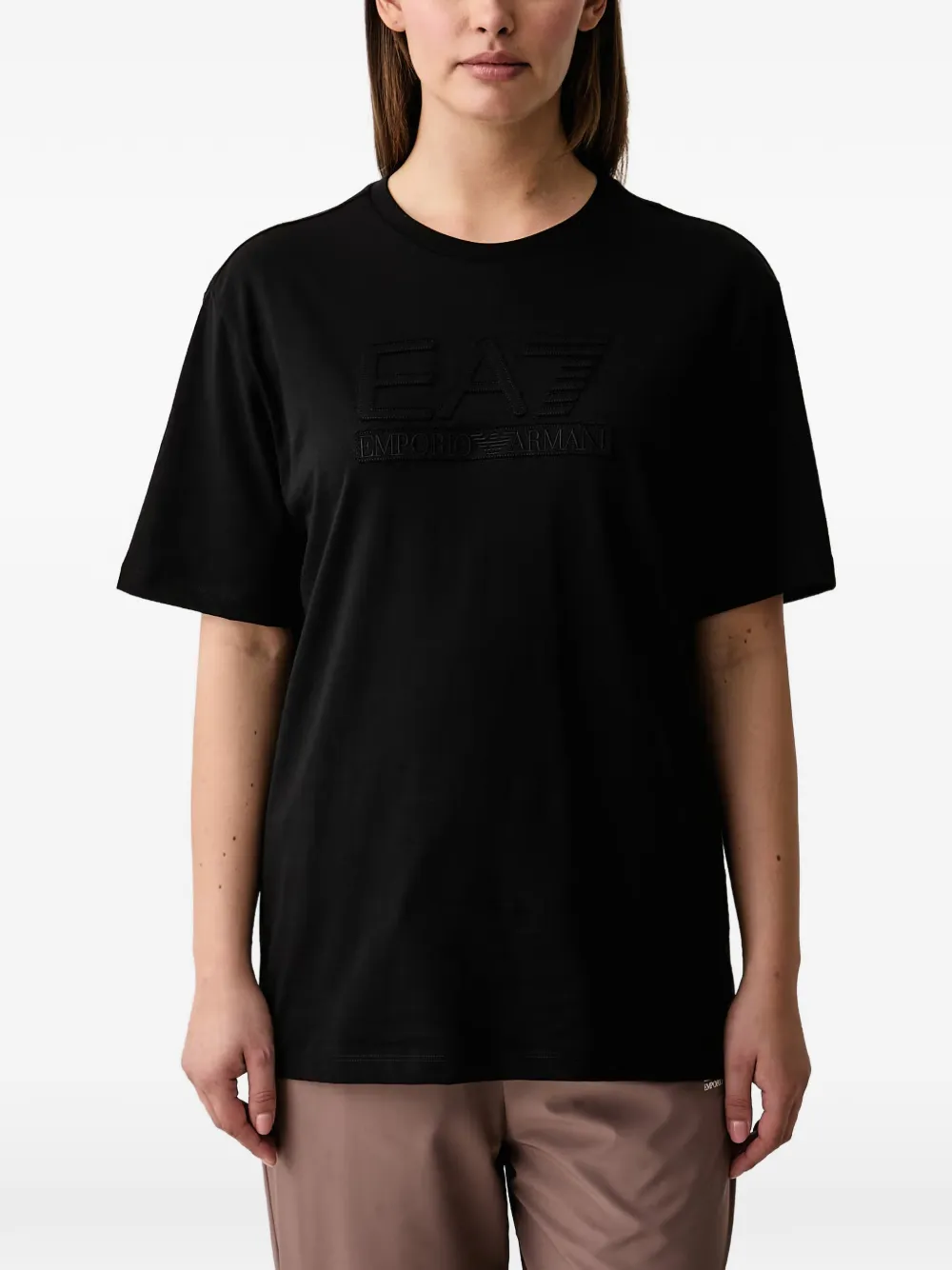 Ea7 Emporio Armani logo-embroidered T-shirt - Schwarz