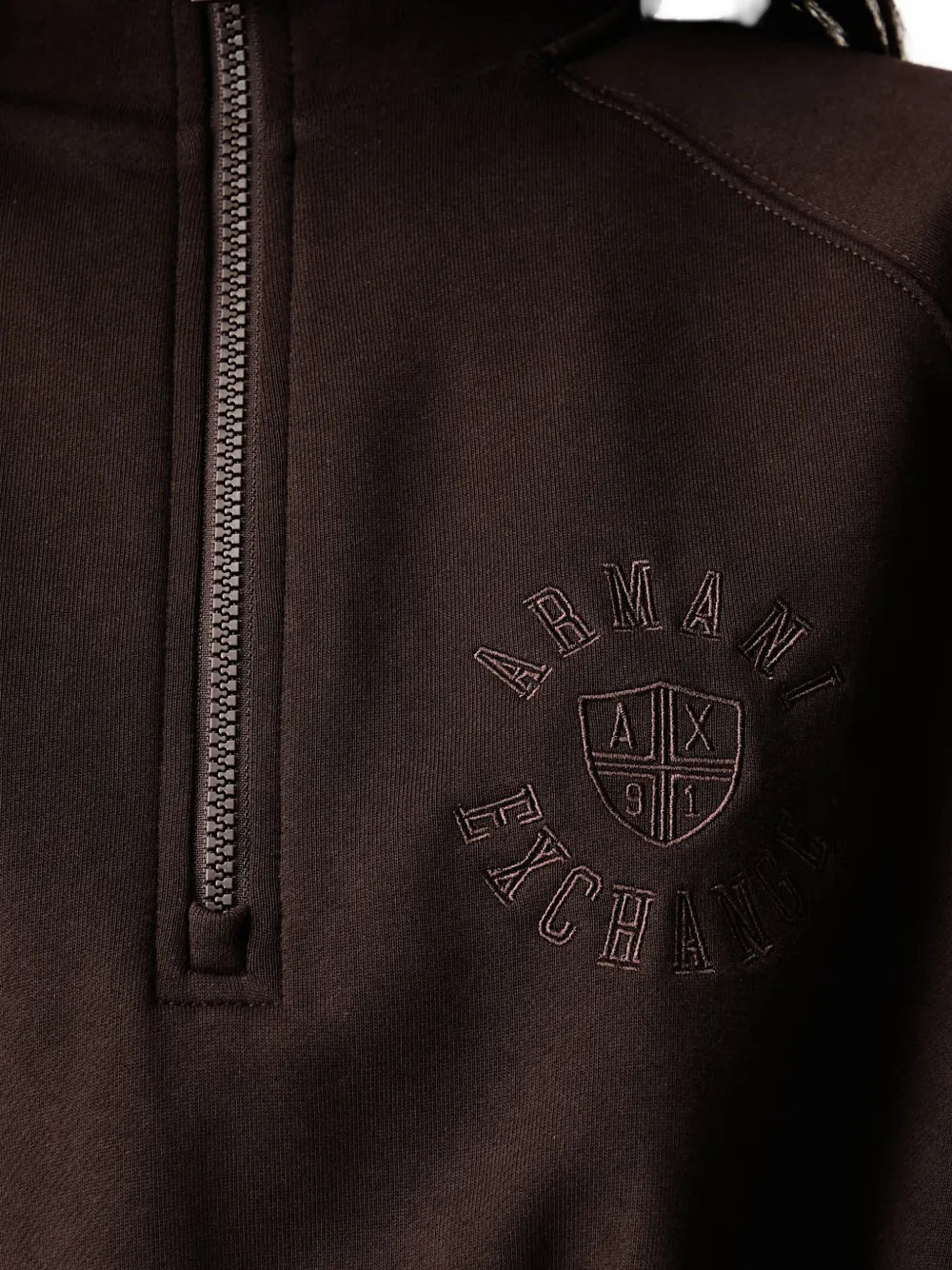 Armani Exchange Mini-jurk met geborduurd logo en kwartrits Bruin