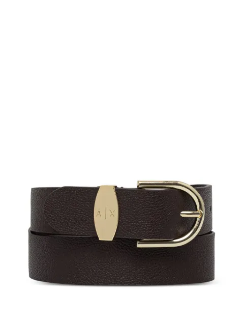 Armani Exchange logo-plaque pebbled-effect belt