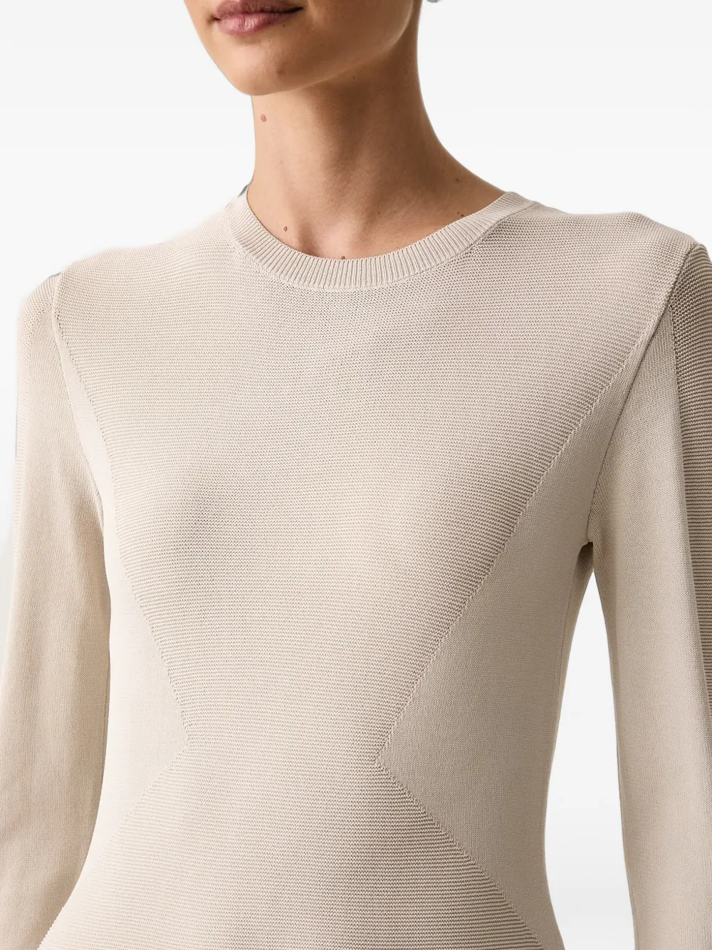Armani Exchange Fijngebreide midi-jurk met lange mouwen Beige