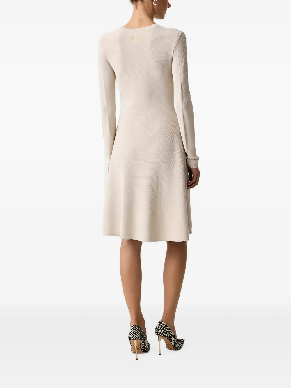 Armani Exchange Fijngebreide midi-jurk met lange mouwen Beige