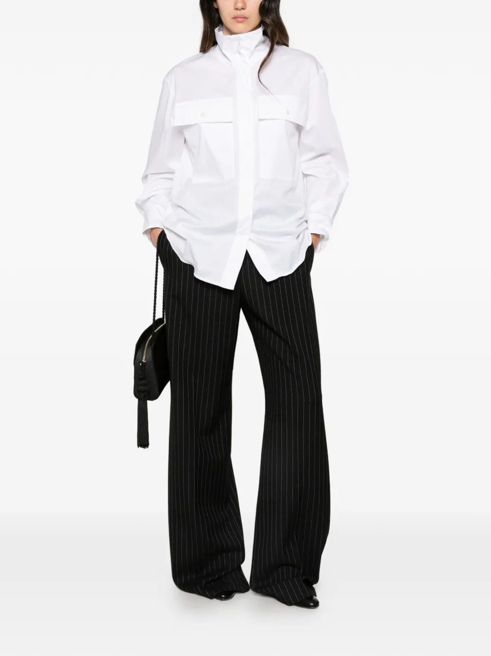 Su high-neck chest-pocket shirt