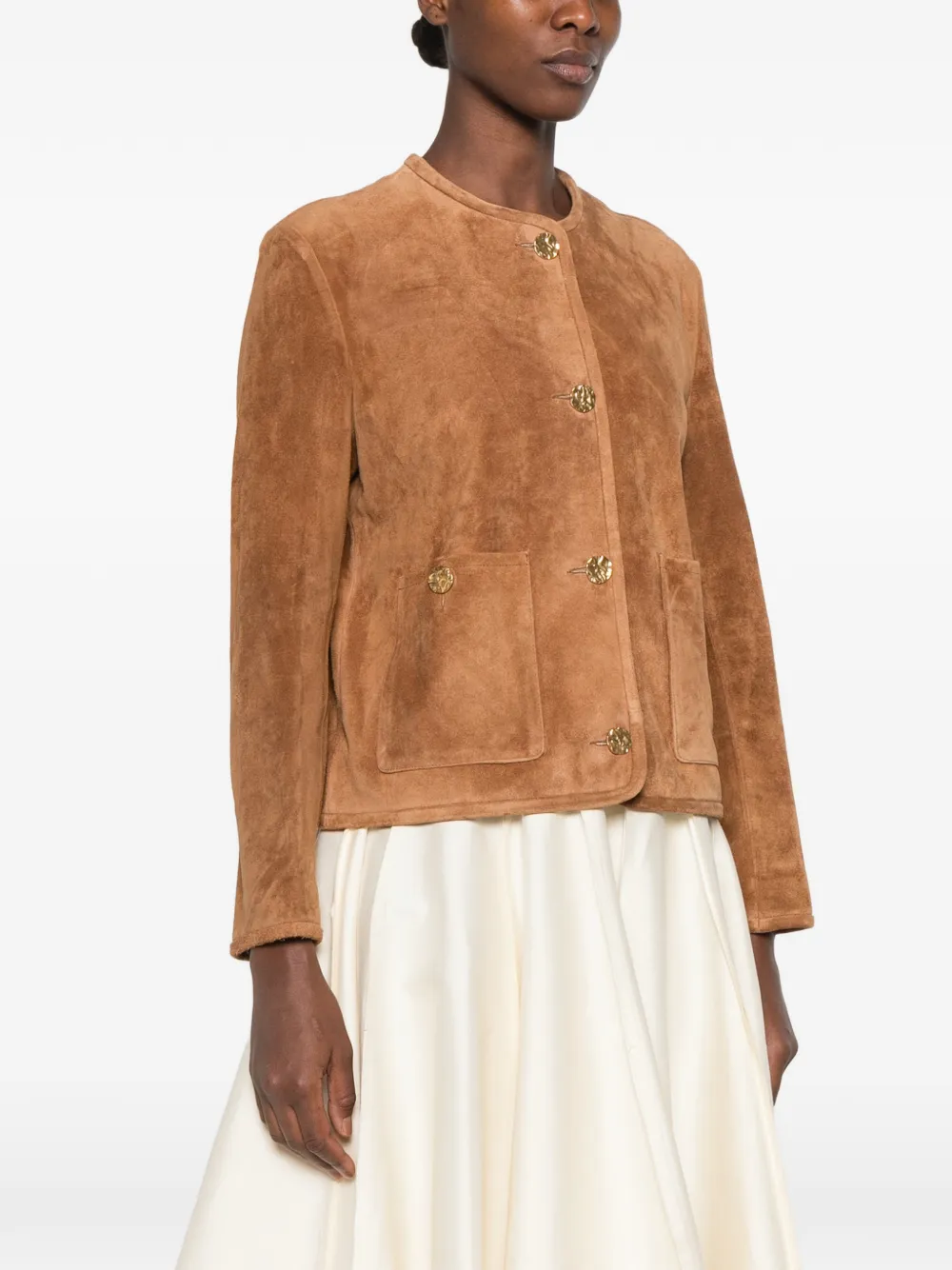 Arma button-up suede jacket Bruin