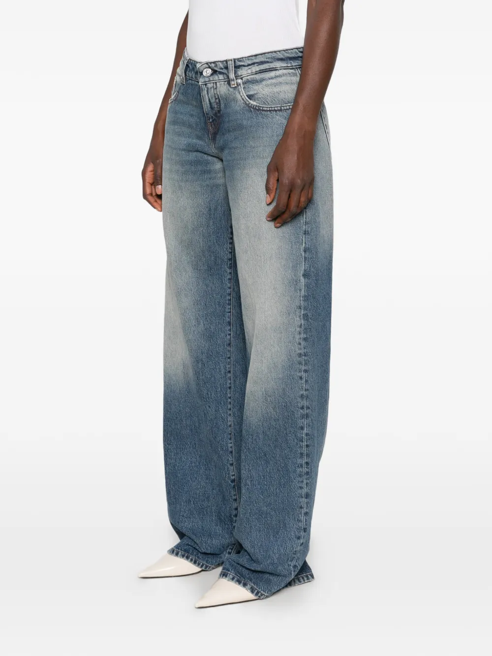Nine In The Morning Jeans met wijde pijpen Blauw