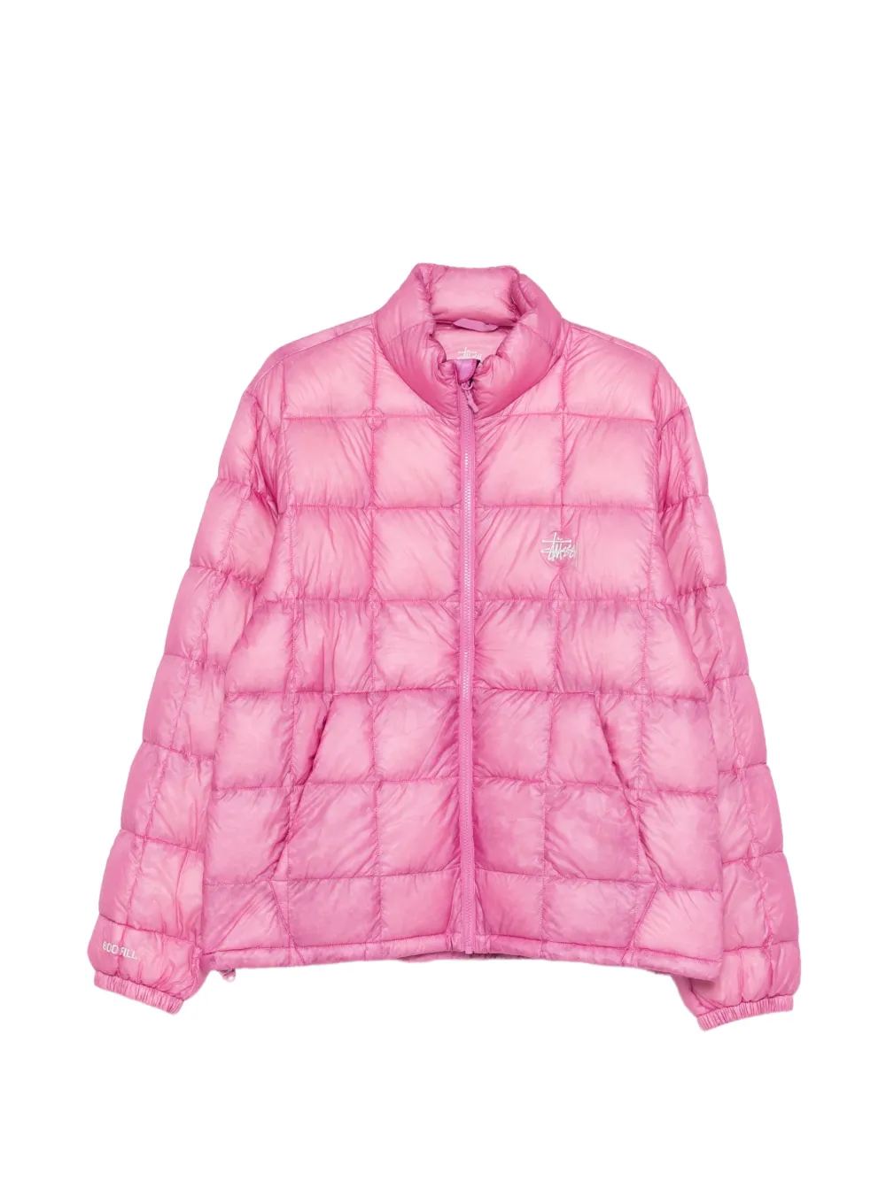 Stussy Quilted Logo-embroidered Jacket In Pink