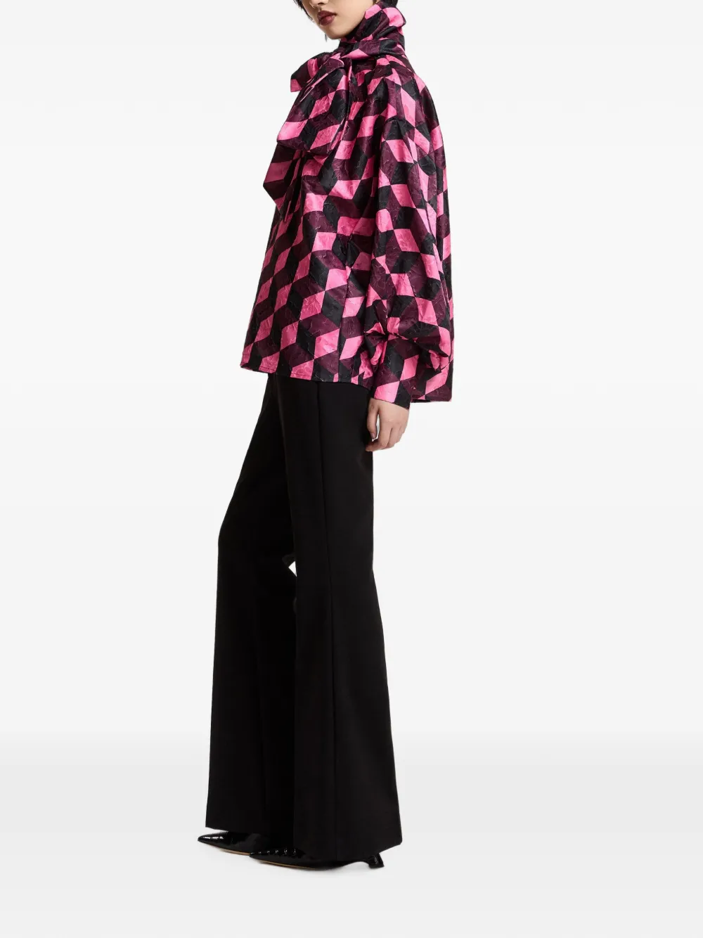 Essentiel Antwerp Komo pussy-bow puff-sleeved blouse Rood