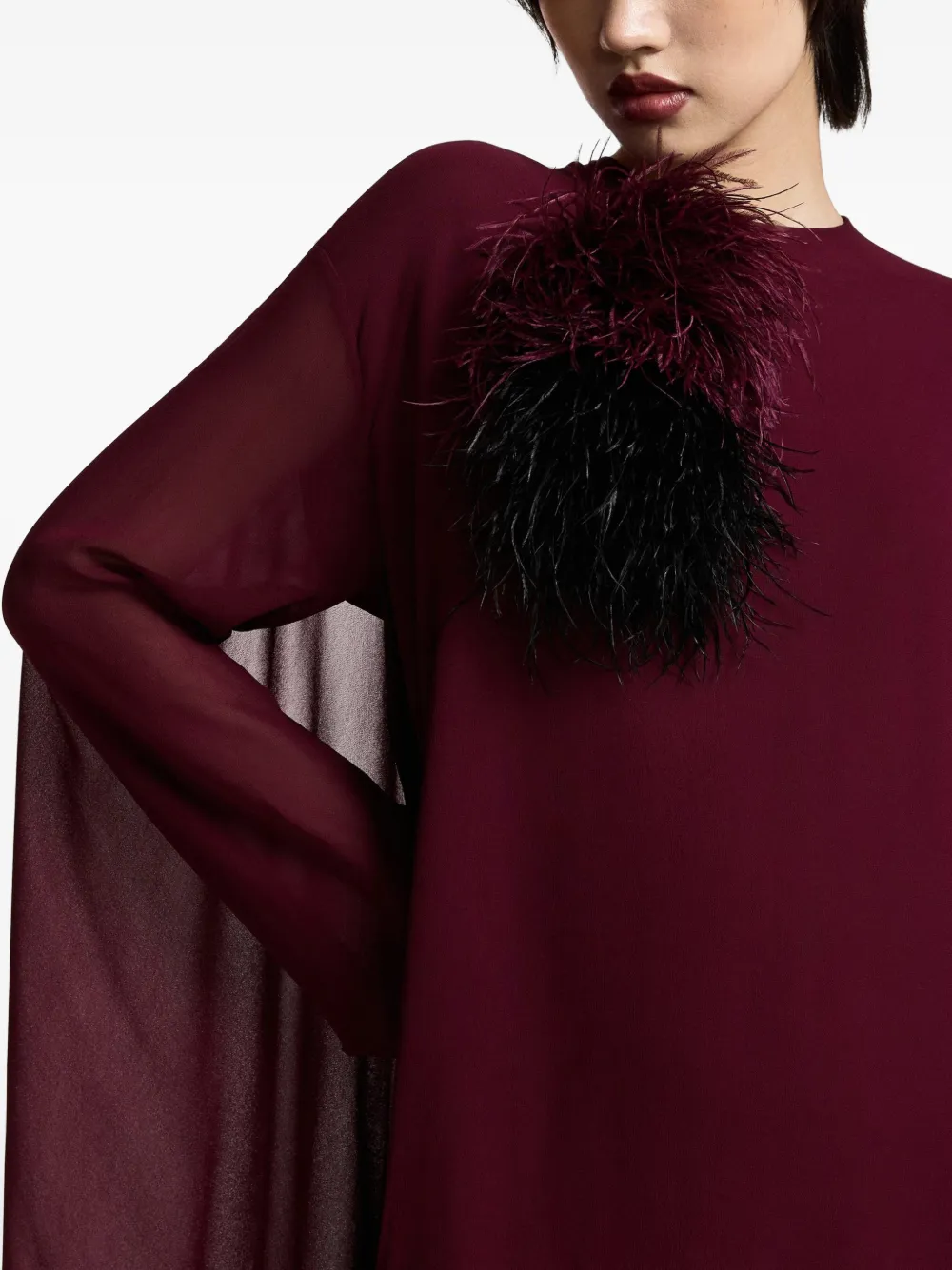 Essentiel Antwerp Kaydence asymmetrische mini-jurk met gesmockte achterkant en cape-laag Rood