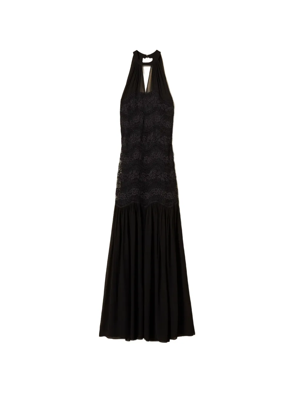 TWINSET long macramé lace and georgette dress