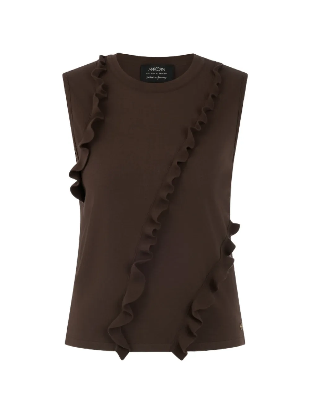 Marccain Ruffled Sleeveless Top In Braun