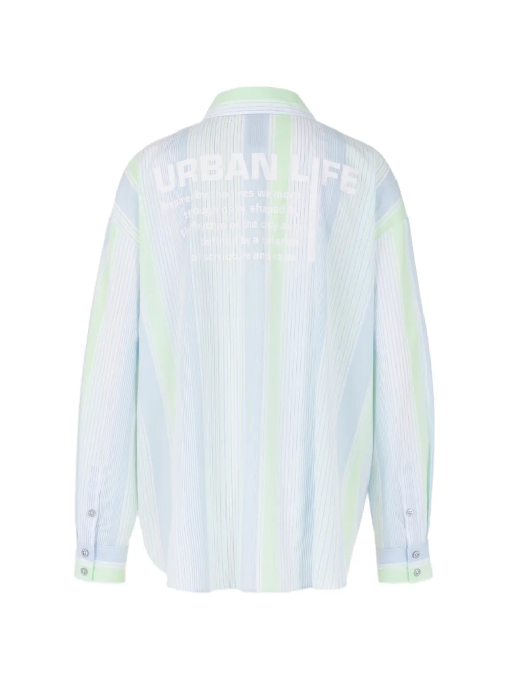 MARCCAIN vertical-stripe logo-print shirt Blauw