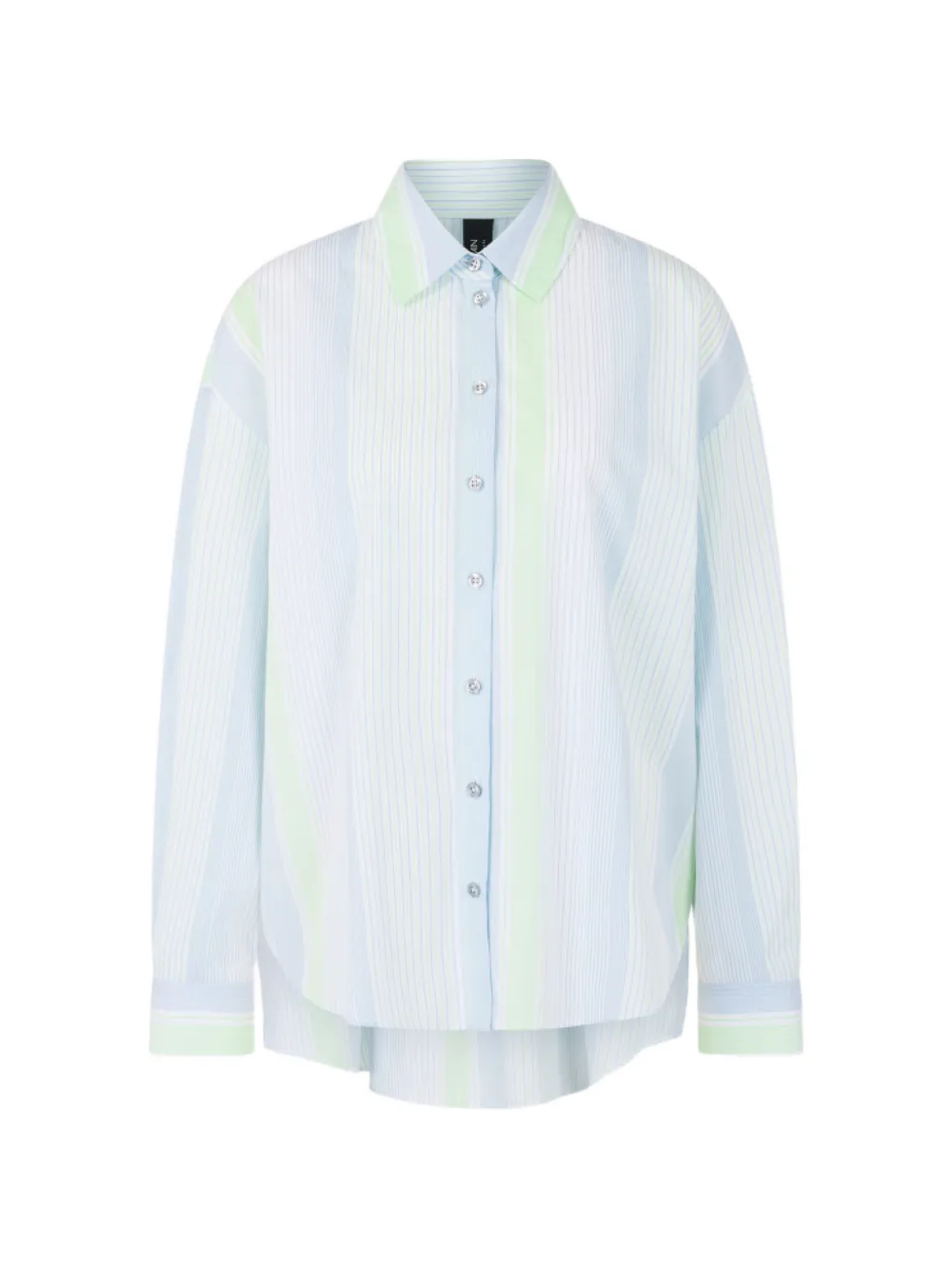 Marccain Vertical-stripe Logo-print Shirt In Blau
