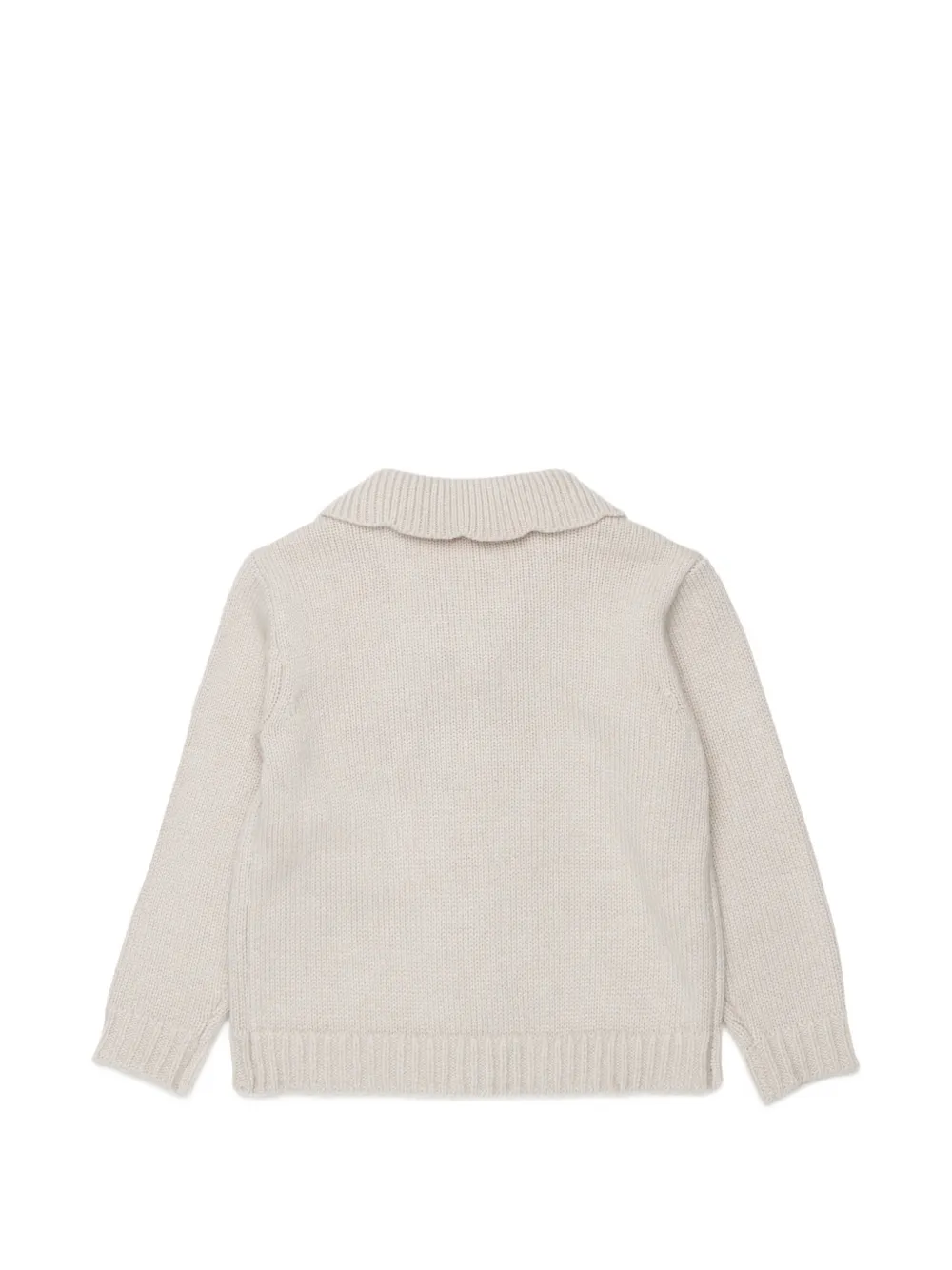 Diesel Kids logo-embroidered scalloped-collar cardigan Beige