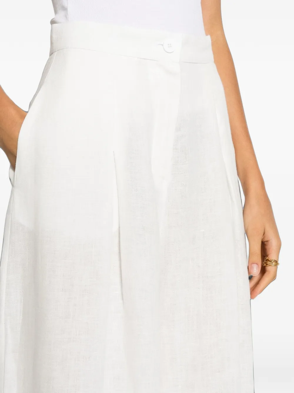 Tessitura Broek met wijde pijpen Wit