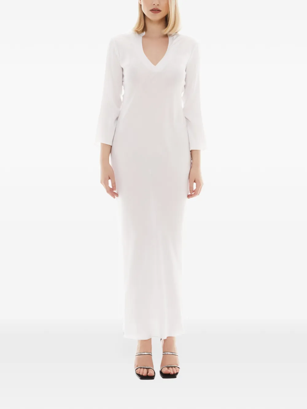 Tessitura Body Couture Maxikleid mit Mandarinkragen - Weiß