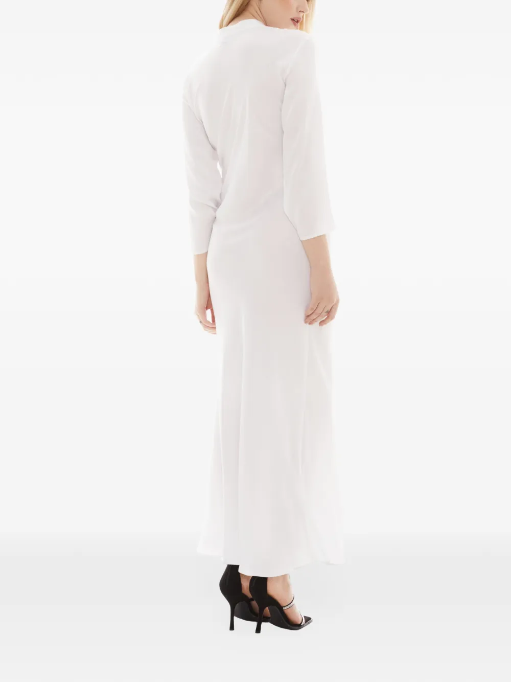 Tessitura mandarin-collar maxi dress Wit