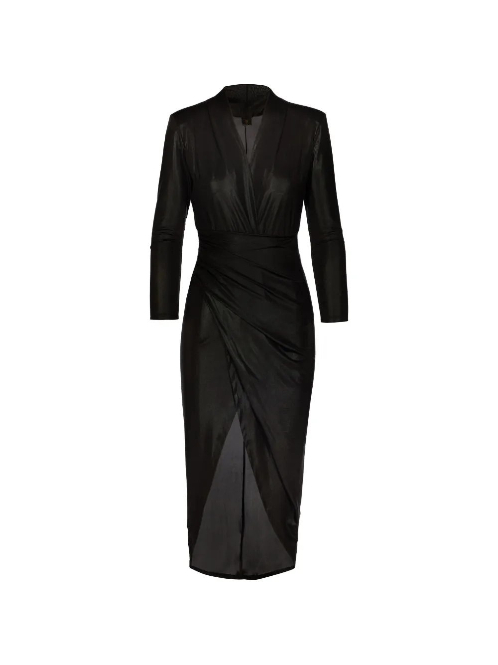 Tessitura ruched asymmetric midi dress
