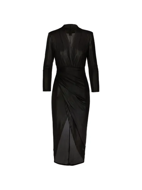 Tessitura ruched asymmetric midi dress