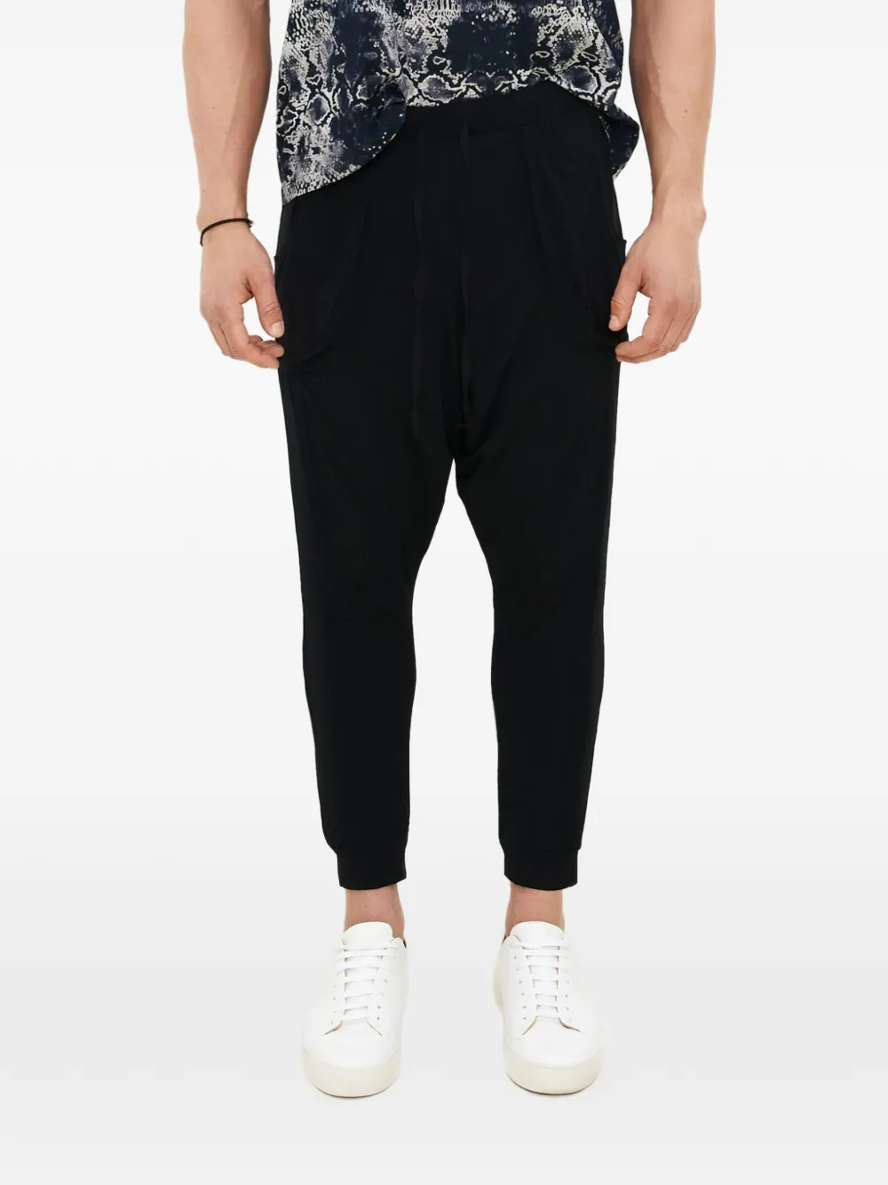 Tessitura Broek met verlaagd kruis en trekkoord Zwart