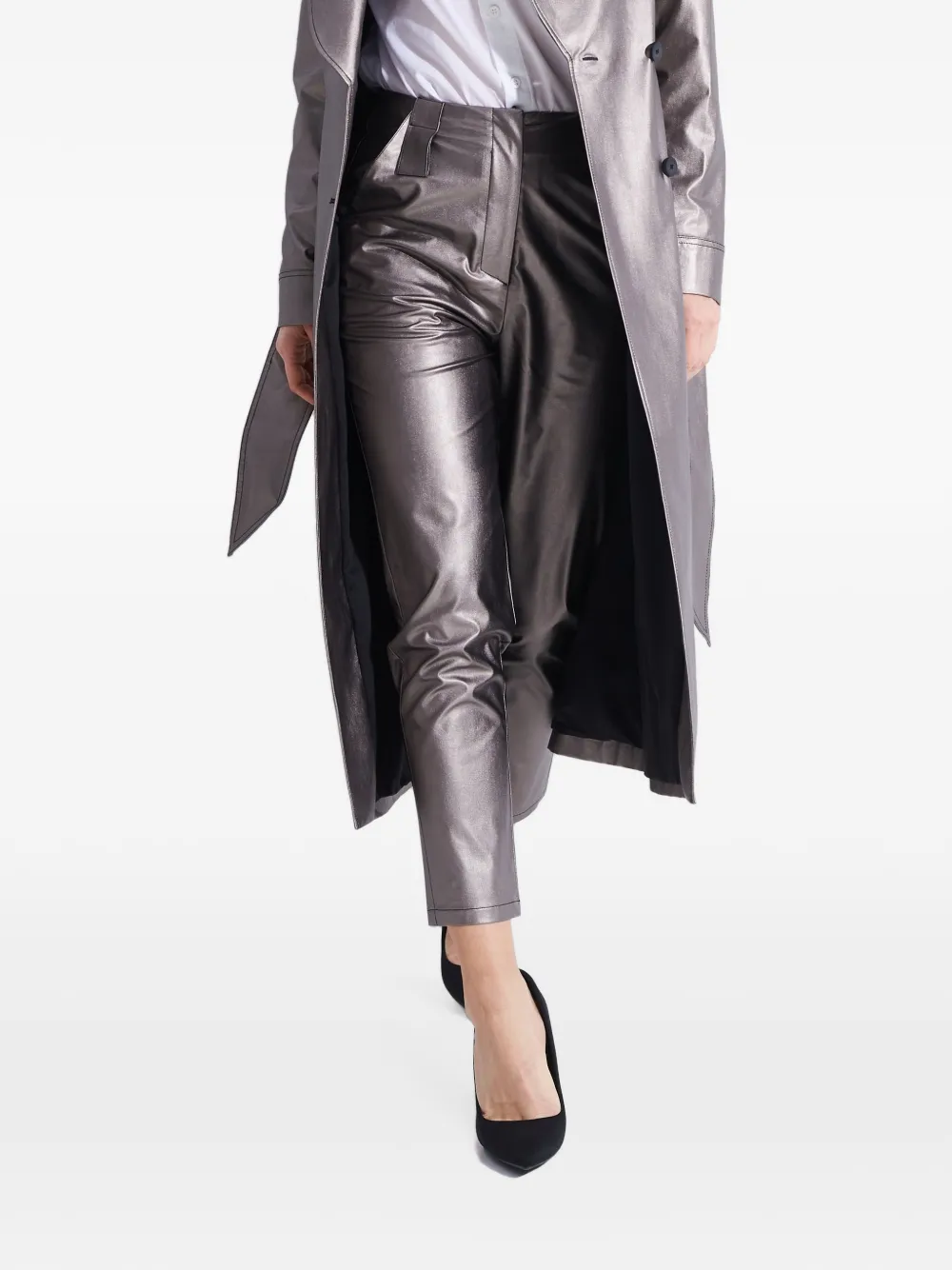 Tessitura Body Couture metallic-effect tapered trousers