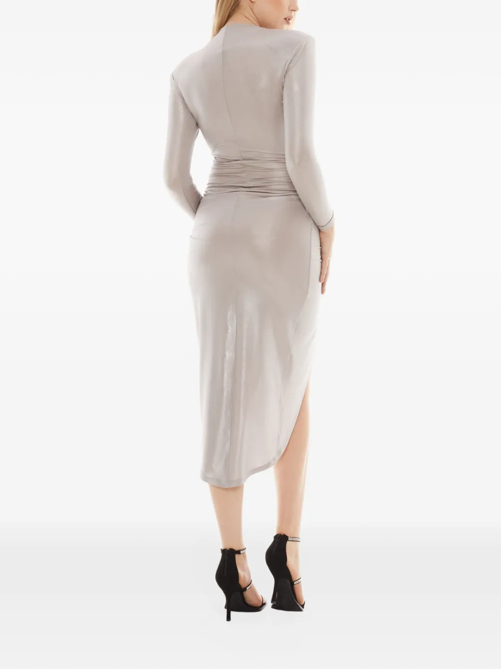 Tessitura The Silver draped V-neck midi dress Grijs