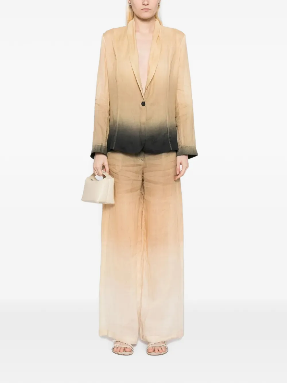 Tessitura gradient-effect wide-leg trousers Beige