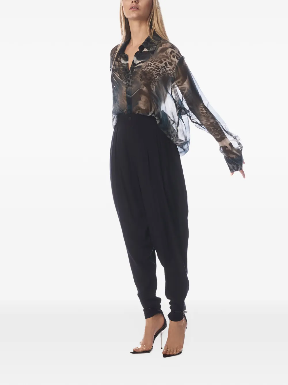 Tessitura low-crotch tapered trousers Zwart