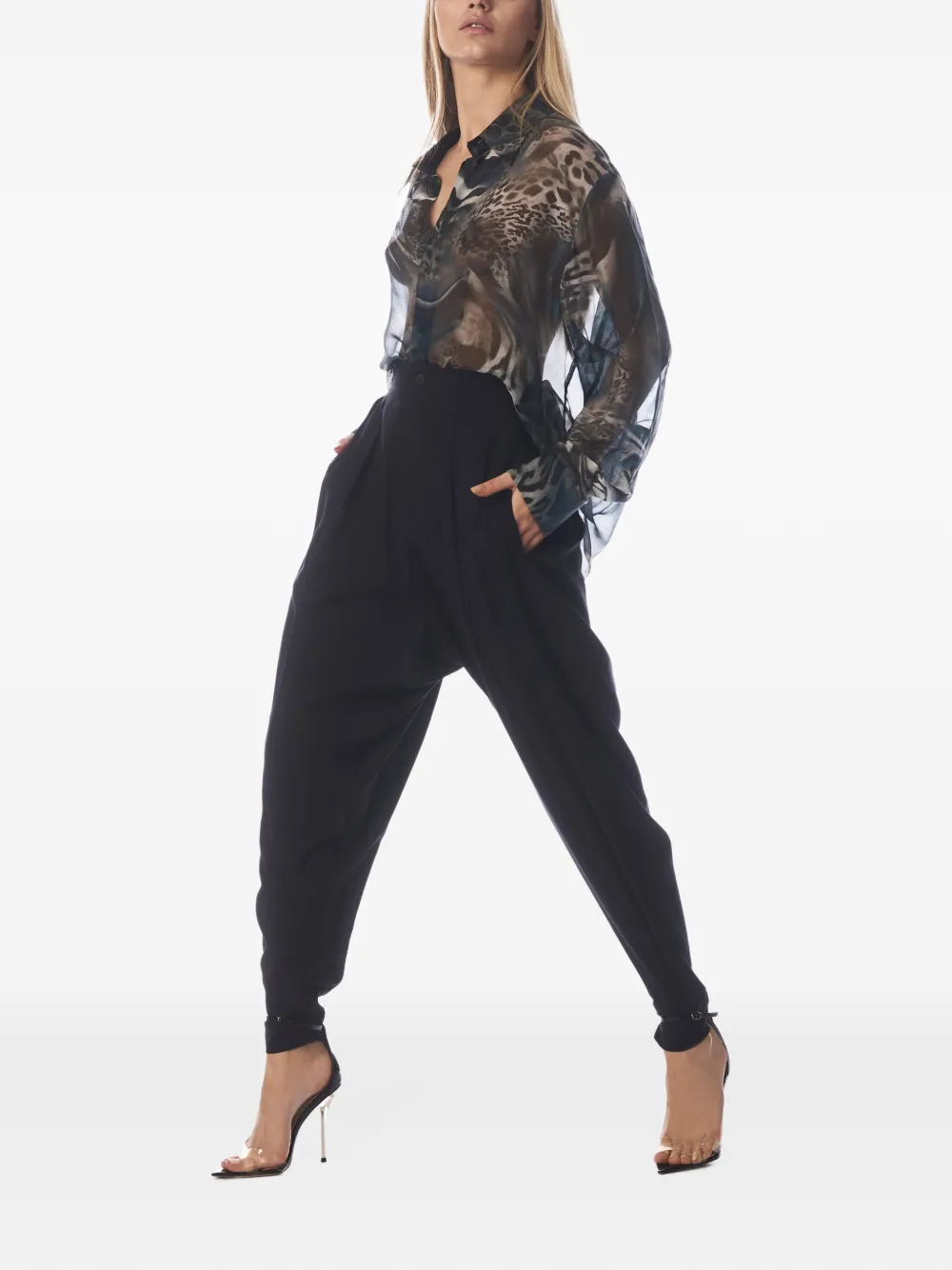 Tessitura low-crotch tapered trousers Zwart