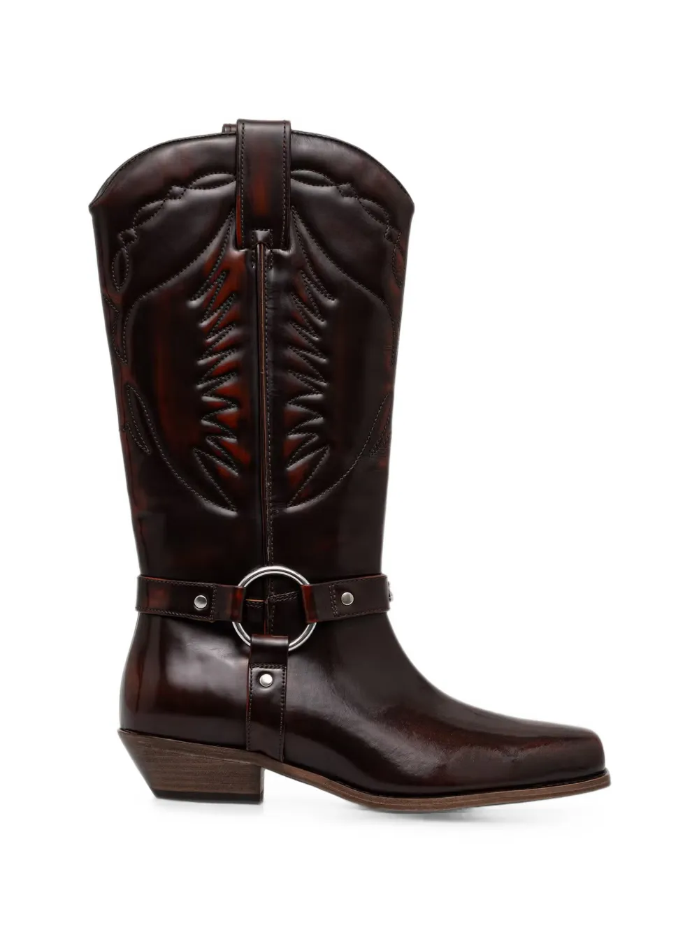 Patrizia Pepe harness-detail embroidered boots - Marron Patrizia Pepe harness-detail embroidered boots - Marron