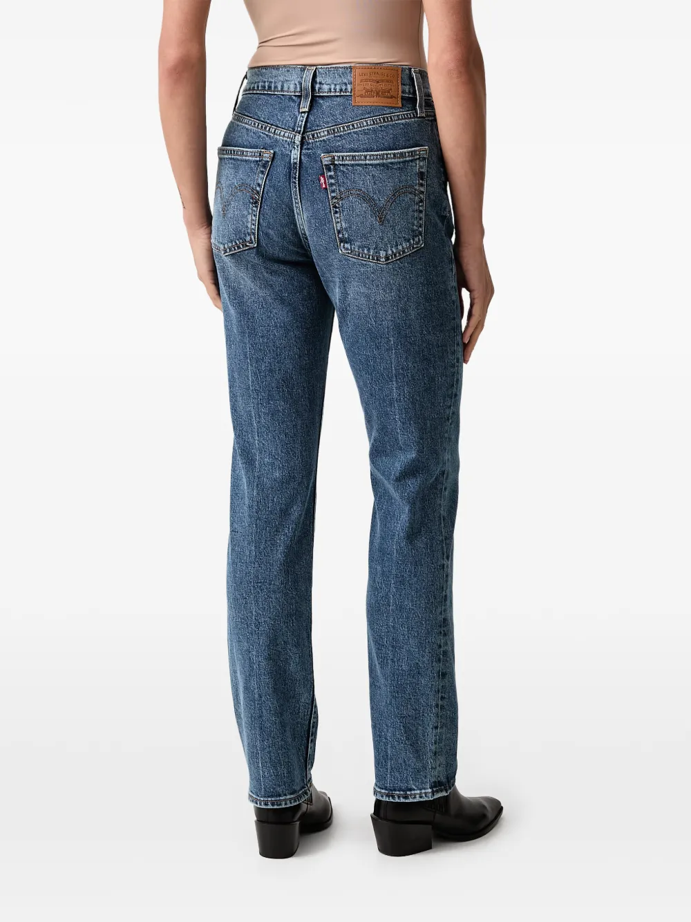 Levi's Ribcage faded straight-leg jeans Blauw