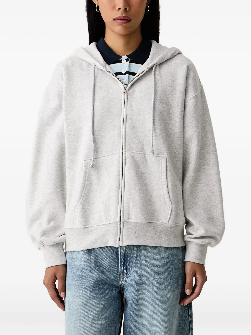 Levi's logo-patch zip-up hoodie - Grau