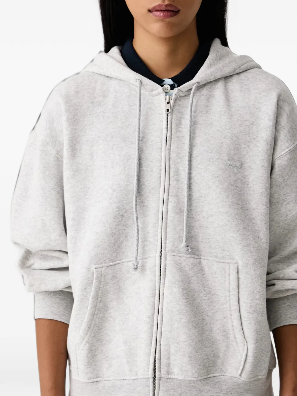 Levi's logo-patch zip-up hoodie Grijs