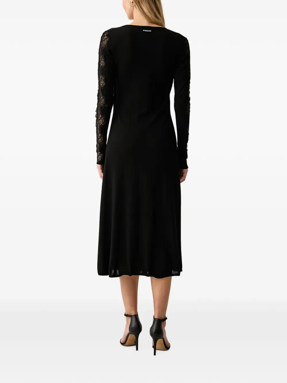 PINKO Midi-jurk met kanten afwerking en knopen Zwart