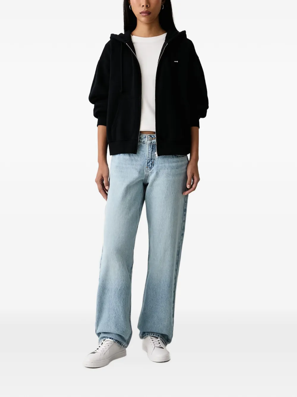 Levi's logo-patch zip-up hoodie Zwart