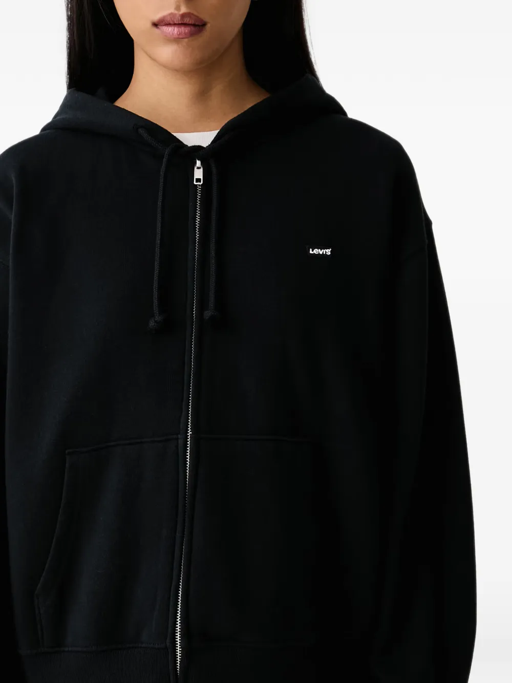 Levi's logo-patch zip-up hoodie Zwart