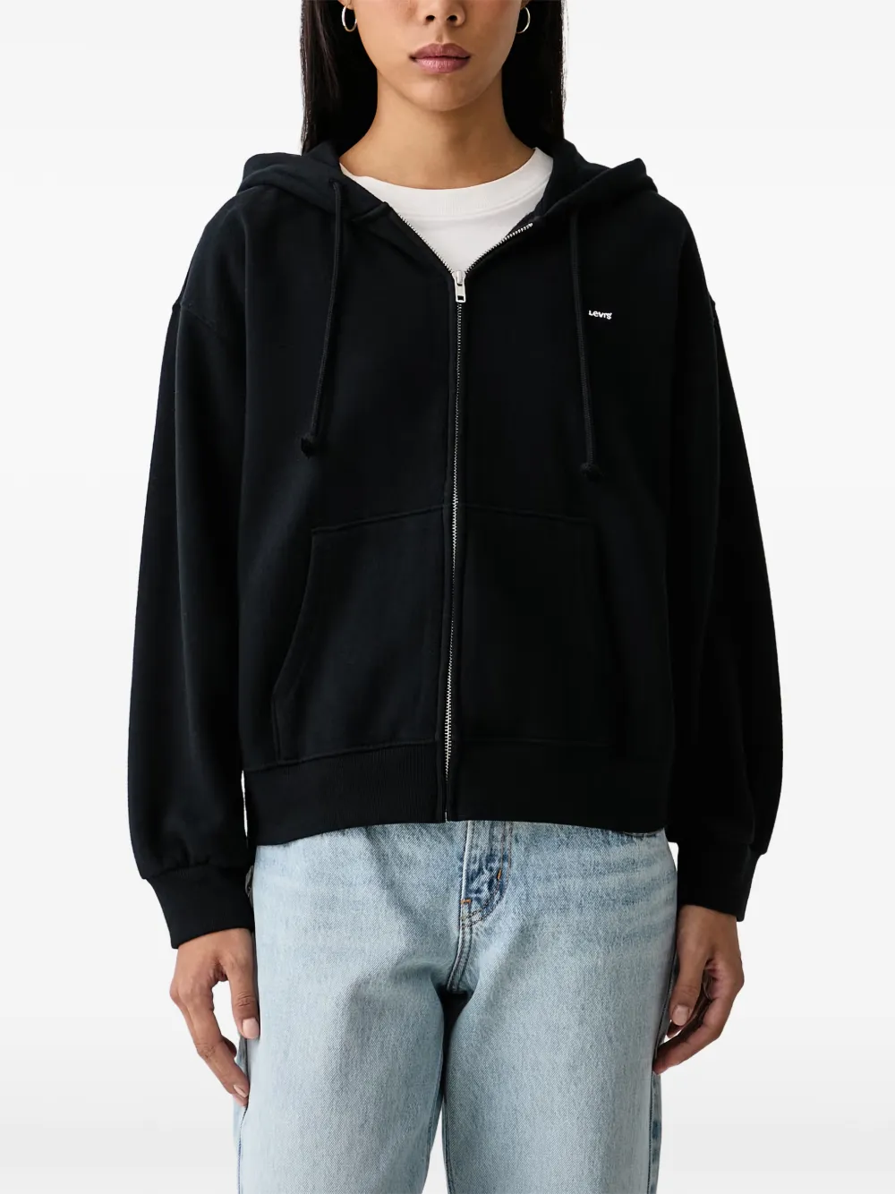 Levi's logo-patch zip-up hoodie - Nero