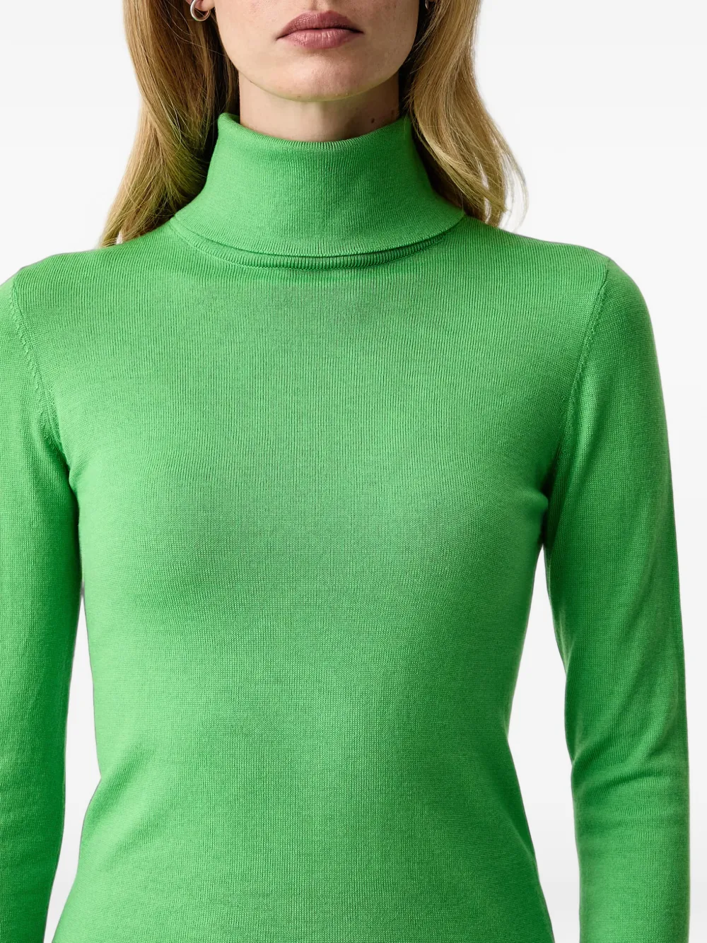 Patrizia Pepe turtleneck logo-plaque wool sweater Groen