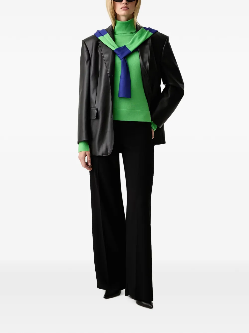 Patrizia Pepe turtleneck logo-plaque wool sweater Groen