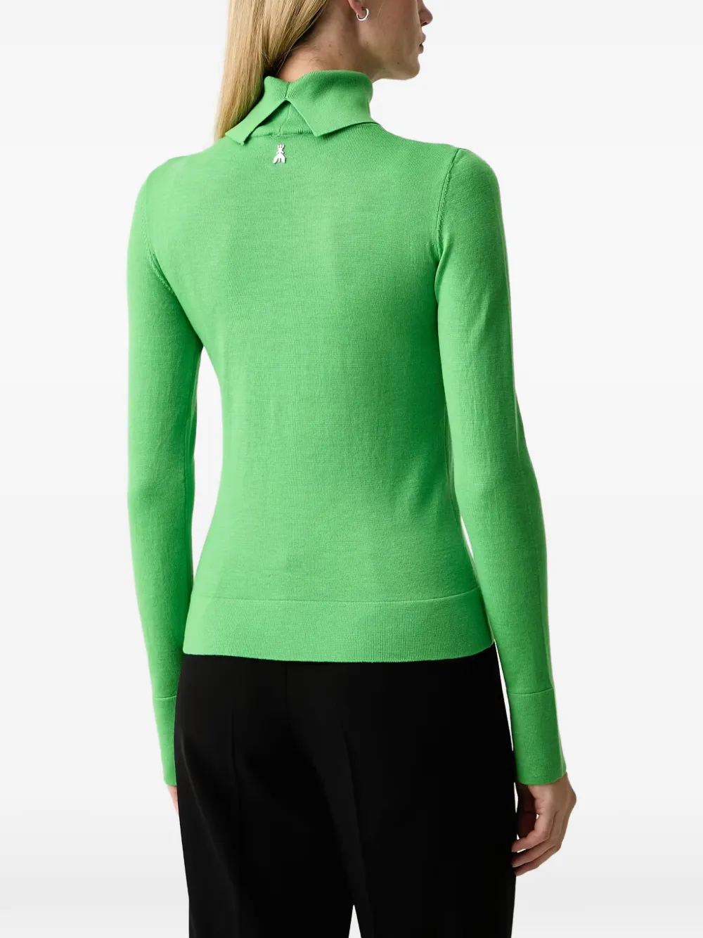 Patrizia Pepe turtleneck logo-plaque wool sweater Groen