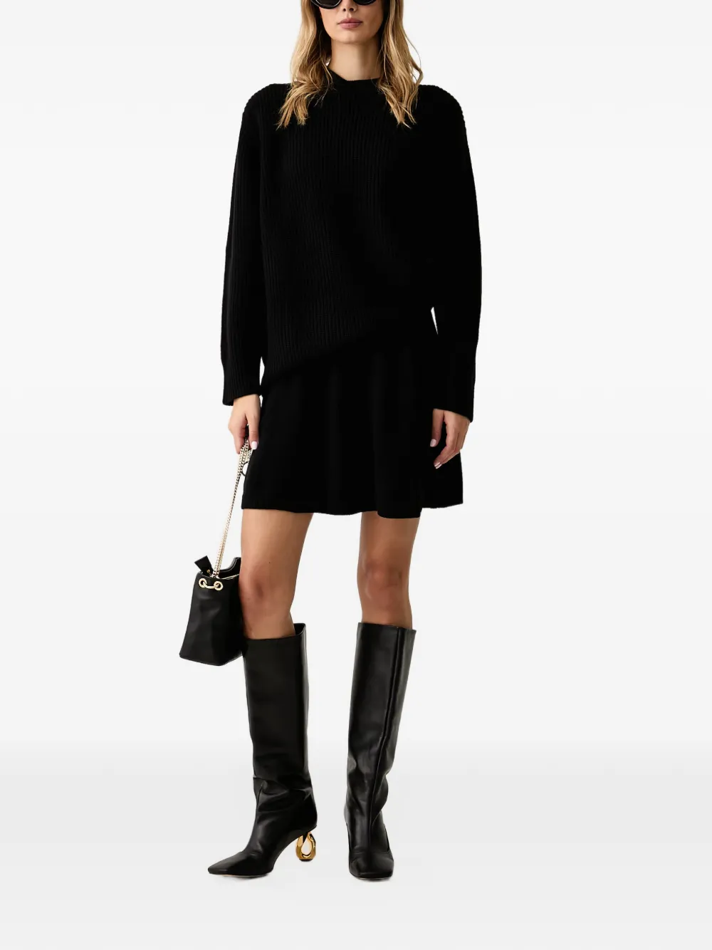 PINKO logo-patch knitted mini skirt Zwart