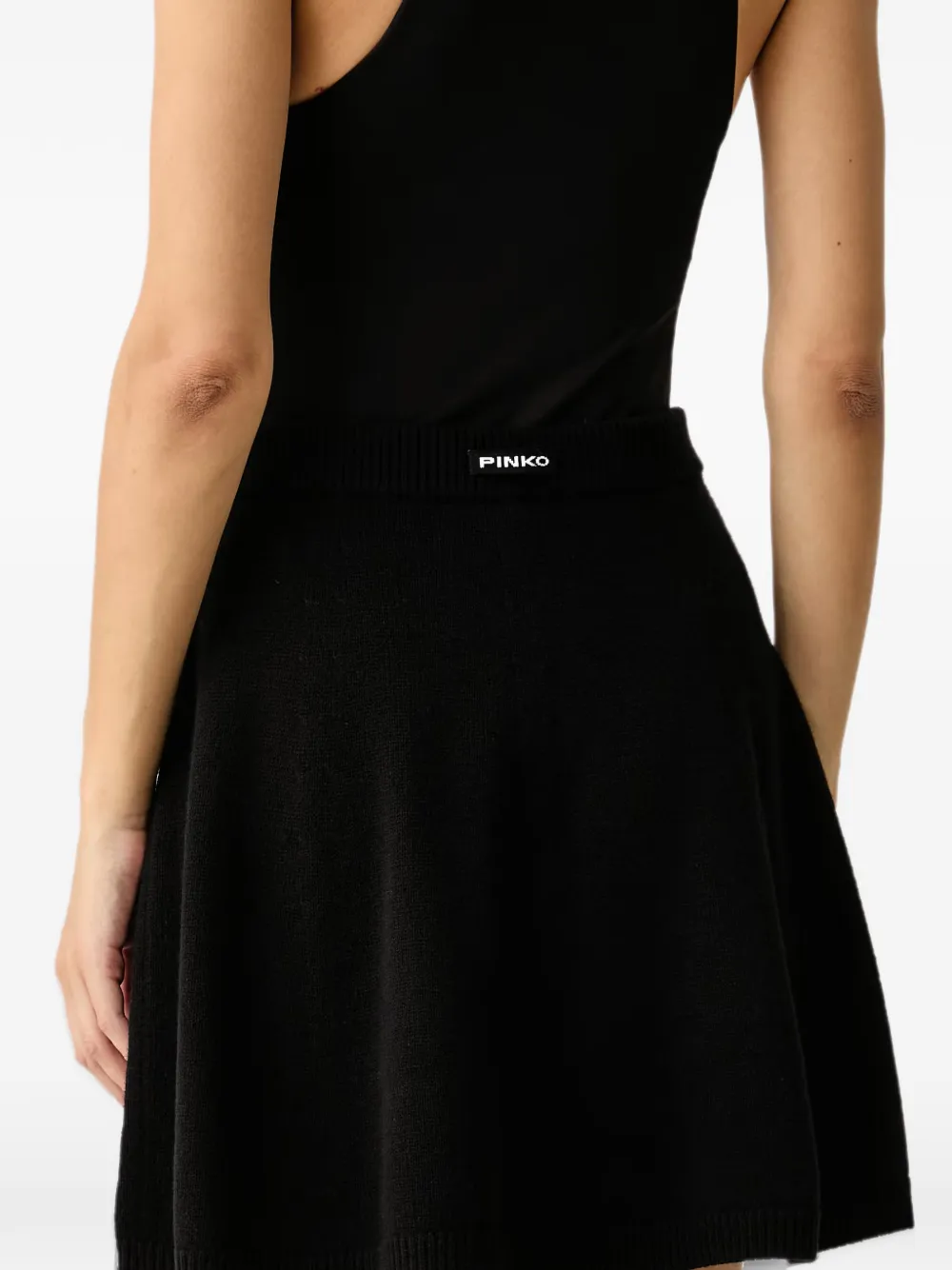 PINKO logo-patch knitted mini skirt Zwart