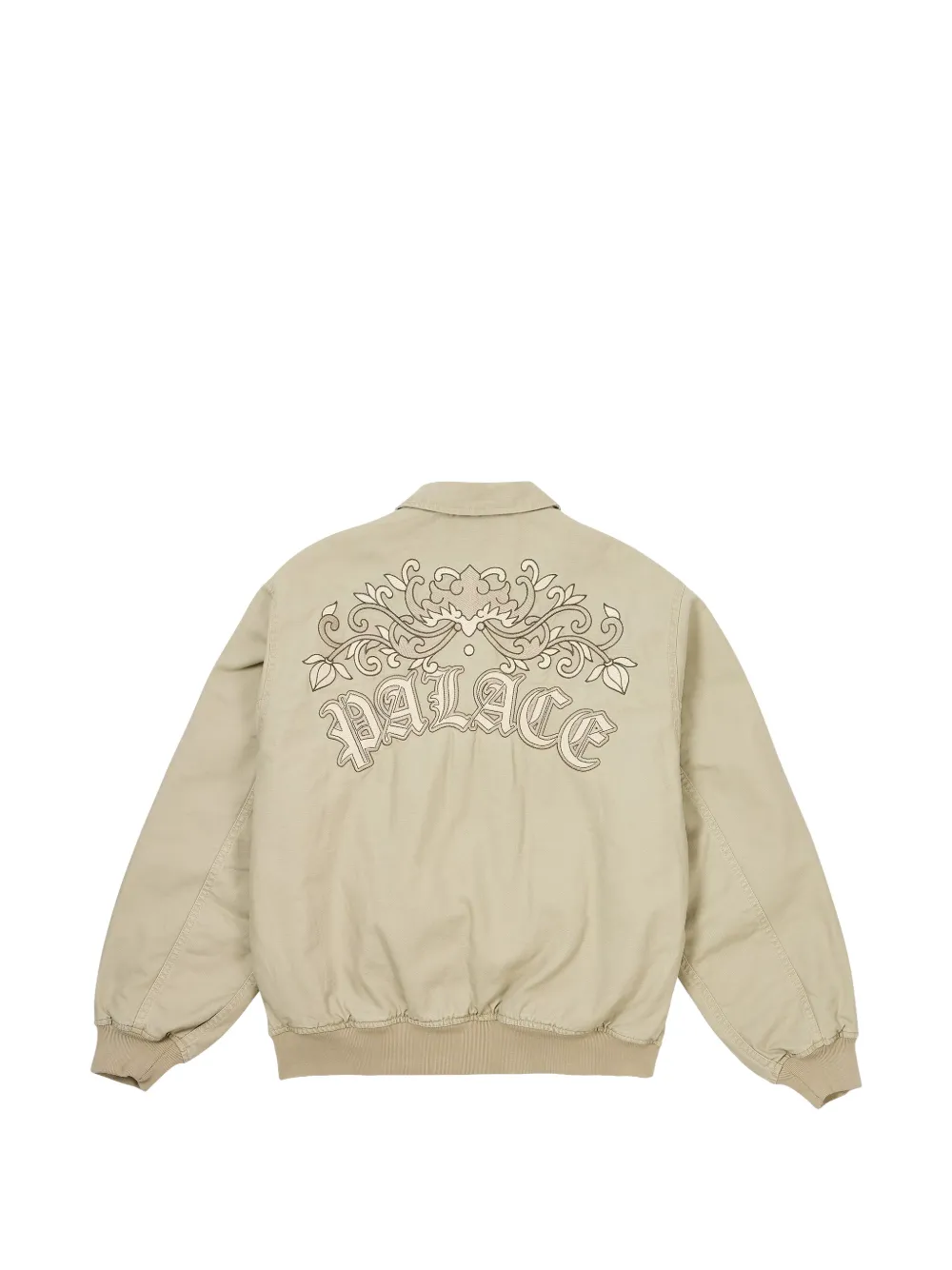 Palace Bomberjack met geborduurde bloemen Beige