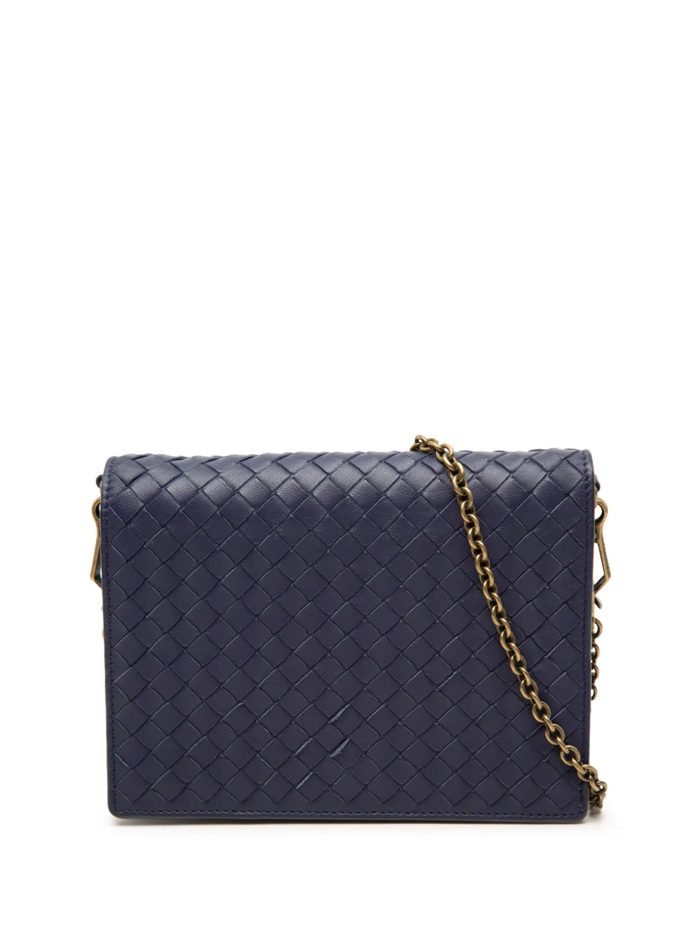 Bottega Veneta Pre-Owned portefeuille en cuir Nappa Intrecciato à bride en chaîne (2012-2026) - Bleu Bottega Veneta Pre-Owned portefeuille en cuir Nappa Intrecciato à bride en chaîne (2012-2026) - Bleu