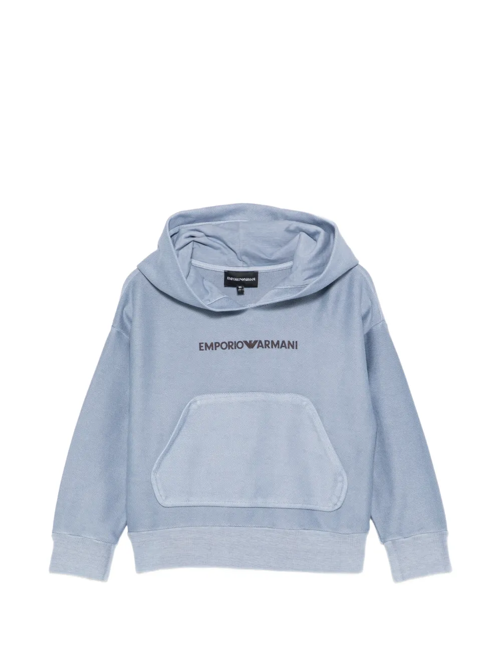 Emporio Ar i Kids logo-print pouch-pocket hoodie Blauw