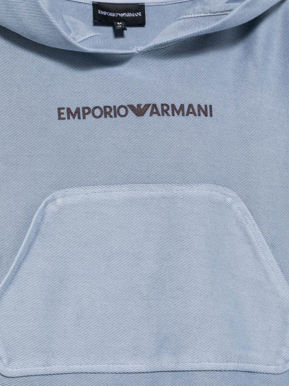 Emporio Armani Kids logo-print pouch-pocket hoodie Blauw